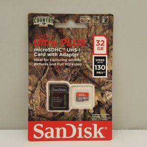 SanDisk Ultra PLUS SDHC UHS-I 32GB Card w/ Adapter Class 10